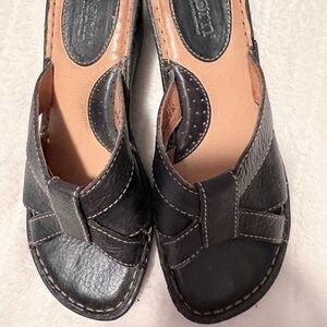 Born Black Leather Slip-On Loafers for Women